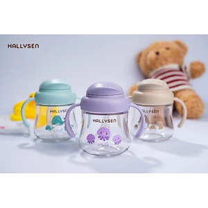 Bình tập uống nước Hallysen - Chất liệu Tritan trong suốt như thủy tinh tibongstore- Dung tich 210ml