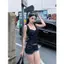 Mùa hè Retro Hot Girl Denim Fishbone Corset Vest Nữ Hẹp Ôm Hơn Nhìn Phù Hợp Với Áo