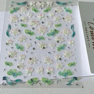 Lotus Dán Làm Móng Tay Miếng Dán Ba Chiều Hoa Tươi Trang Trí Móng Tay Miếng Dán diy Điện Thoại Di Động ccd Miếng Dán Tự Dính