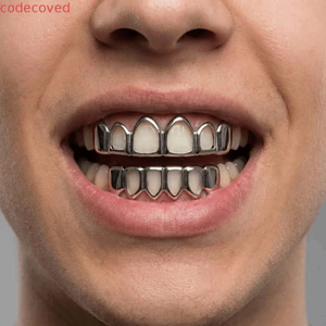 COCODECOVED 2 Cái / bộ Lưới Nướng Nha Khoa, Lưới Nướng Răng Quyến Rũ Cổ Điển Hip Hop, Bộ Đáy Trên Bóng Đơn Giản Hợp Thời Trang Răng Rỗng Grillz Nẹp Dành Cho Nữ