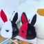 QEARY Thỏ Gothic, Mềm Mại Handmade-look Halloween Plushie, Túi Mặt Dây Chuyền Nhẹ Bền Hai Màu Khâu Bunny Xe Trang Trí