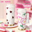 YB2 500 ML Dual Way Sip Thép không gỉ Tumbler Hoa Dễ Thương In Hình Trái Tim Cách Nhiệt Cốc Du Lịch Di Động