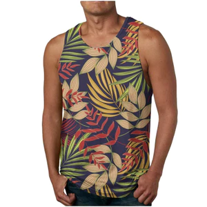 Mới Cây Cọ 3D In Hình Tank Top Dành Cho Nam, Không Tay Đi Biển Họa Tiết Gai Dầu Hawaii Áo Vest Thường Ngày, Mềm Mại