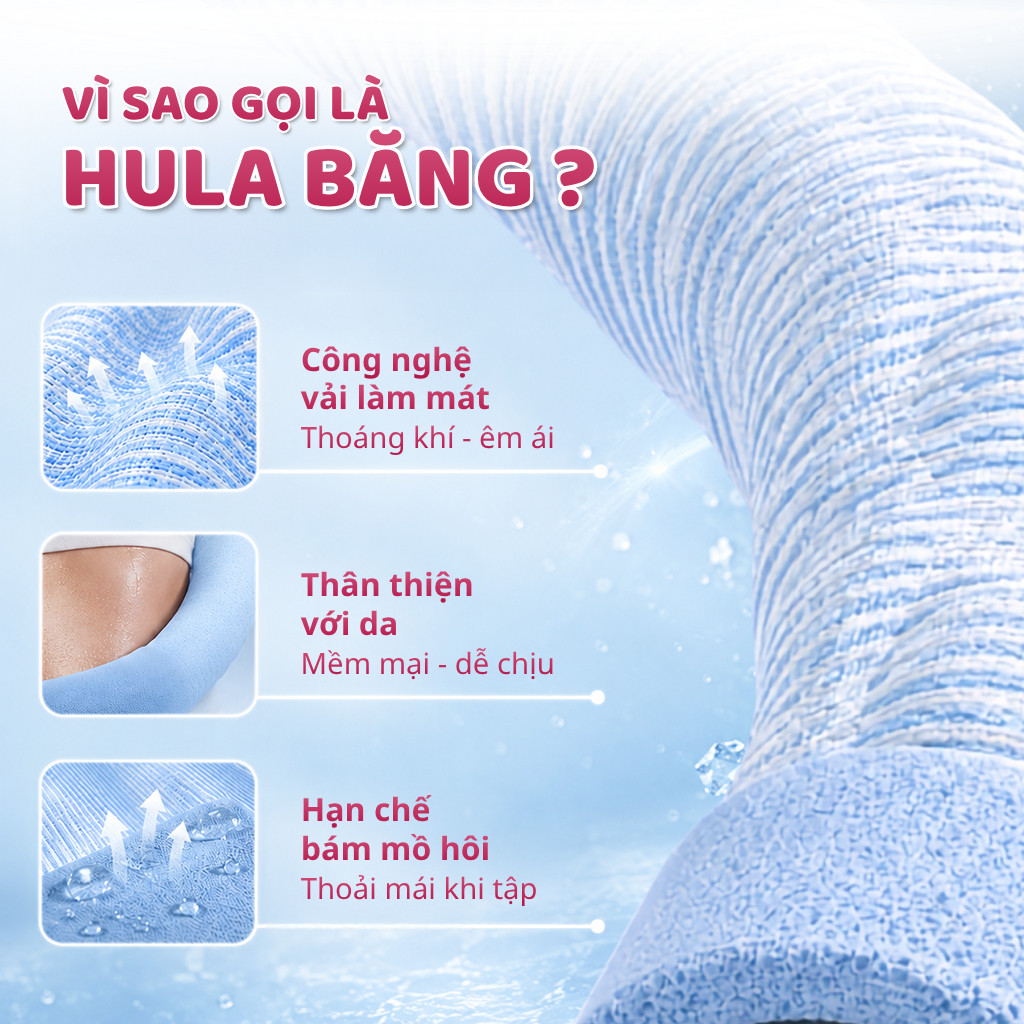 HuyDangSport Vòng Lắc Hula Băng 1.5KG-2KG, Khóa U-Lock X2 Độ Bền, Công nghệ lò xo vải lụa băng mát lạnh -DC002