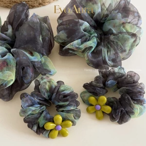 Hàn Quốc Tie Dye Hair Scrunchies Hoa Mùa Hè Co Giãn Cà Vạt Mũ Thẩm Mỹ