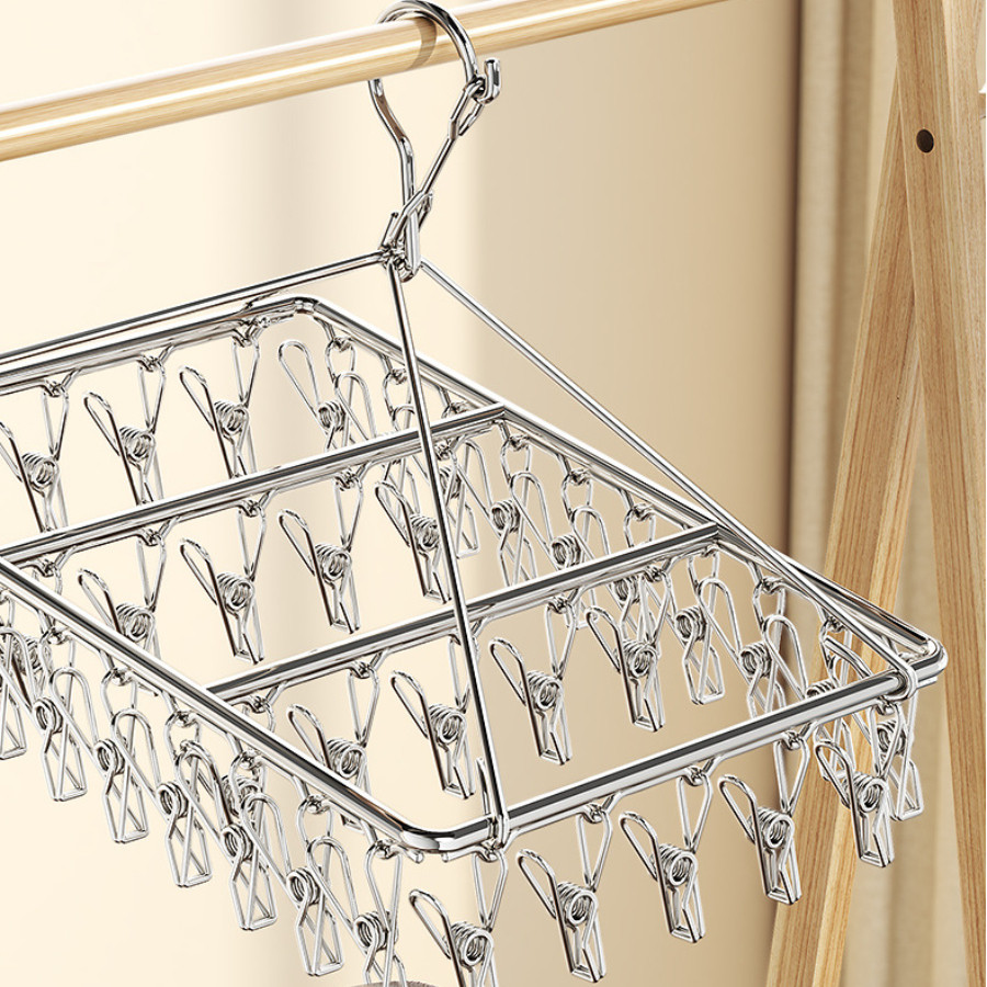 Móc Phơi Kẹp Inox Đa Năng 20-50 Kẹp HOMIE, Giàn Kẹp Phơi Tất Vớ Đồ Lót Khăn Nhỏ Gấp Gọn Tiện Lợi