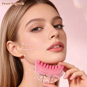 FAVORITEGOODS Máy mát xa đường viền cho hàm, cằm di động Giảm bọng mắt Bàn chải mặt đường viền bạch huyết, Bàn chải mặt thoát nước bạch huyết đa chức năng pha lê màu hồng