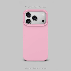 Ốp Điện Thoại Silicon Lỏng Hồng Hồng Cho IPhone 17 Pro Max 16 15 14 13 12 11 Vỏ Bảo Vệ Chống Sốc