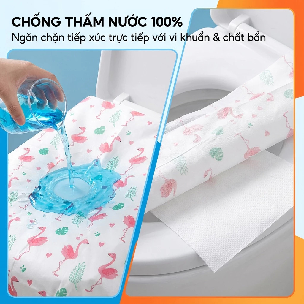 Set 10 Miếng Giấy Lót Bồn Cầu Dùng 1 Lần Tự Phân Hủy Chống Thấm Nước Dính Chắc Chắn Vô Trùng Sạch Sẽ HOMIE