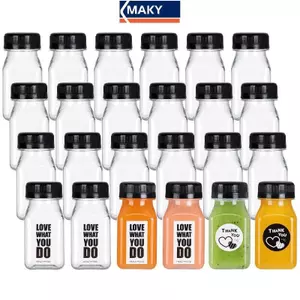 MAKY Hộp Đựng Đồ Uống 4 Chai Nước Trái Cây 120ml Trống Cà Phê Trong Suốt Milktea Vuông Chai Nhựa Có Nắp VN