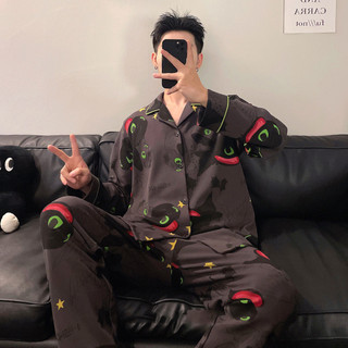 Bộ Đồ Ngủ Nam Size Lớn Họa Tiết Hoạt Hình Monster Stars, Quần Dài Tay Rời Phù Hợp Cho HomewearSuit