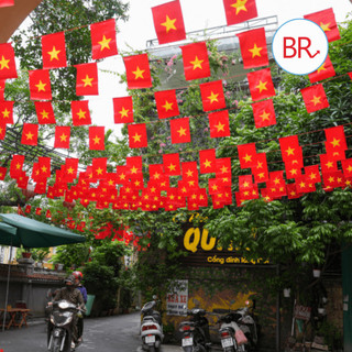 [2/9]Cờ dây tổ quốc 10m 20 lá cờ-Cờ sao đảng in hàng đẹp vải phi bóng trang trí đường phố, lễ tết, Quốc Khánh 2/9