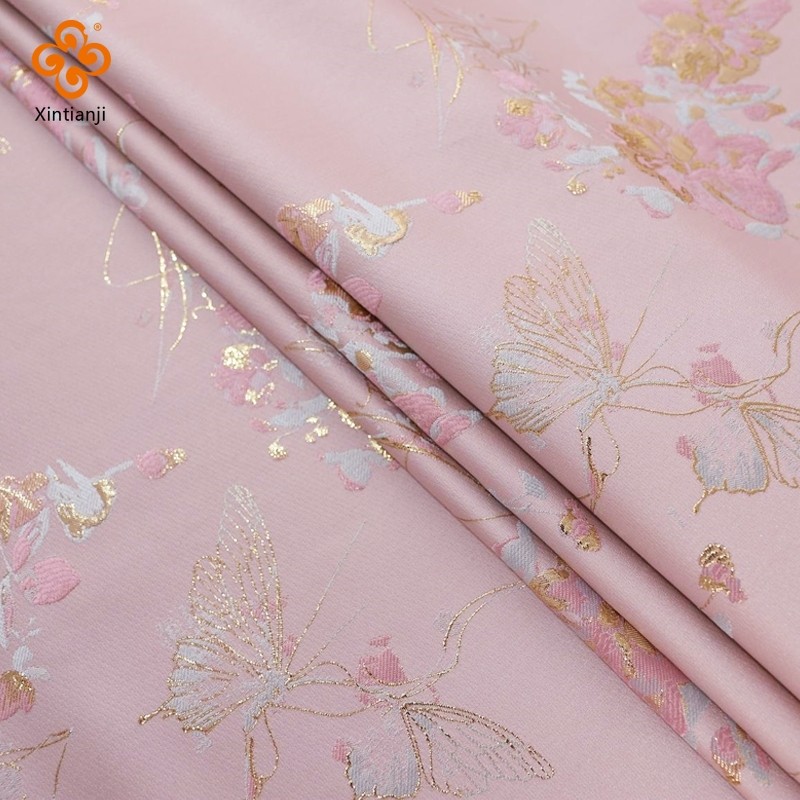 Mới Trung Quốc Bướm Jacquard Vải Nổi Vải Tự Làm Sườn Xám Hanfu Quần Áo Trẻ Em Sân Khấu Đầm 1 Mét