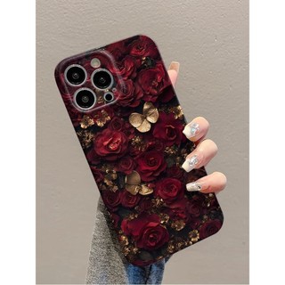 Ốp Điện Thoại Hoa Hồng Lá Vàng Apple 16promax Thích Hợp Cho iPhone15 Đơn Giản 13 / 11 / 14xr Siêu Mỏng 25.8.28