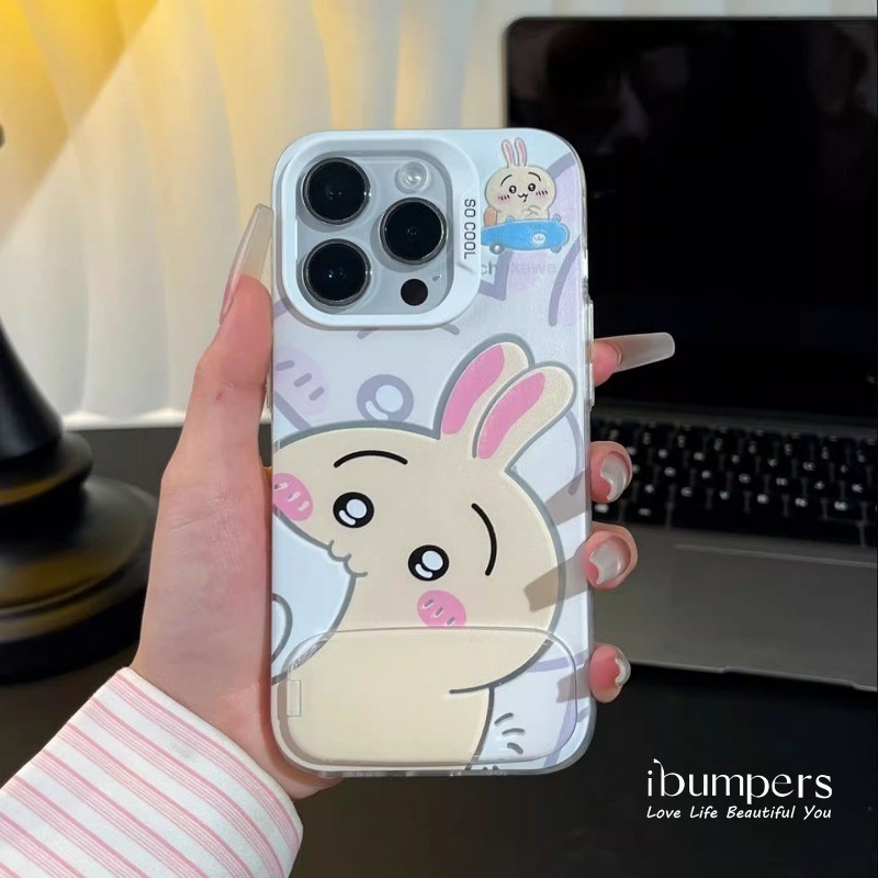 ibumpers Ốp Điện Thoại iPhone Cặp Đôi Dễ Thương Sasuke Chiikawa Gấp Gương Đứng Cho IPhone 16 15 14 12 13 11 Pro Max IP 7 8 Plus X XS XR Ốp Lưng IMD Cứng Và Nhẵn
