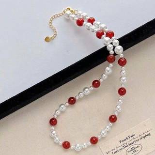 [ DAISYN ] - [ N992 ] - Vòng Cổ, Chuỗi Hạt, Dây Chuyền Ngọc Nhân Tạo Mix Đỏ Trắng Sang Trọng Cho Nữ, Phù Hợp Nhiều Dịp.