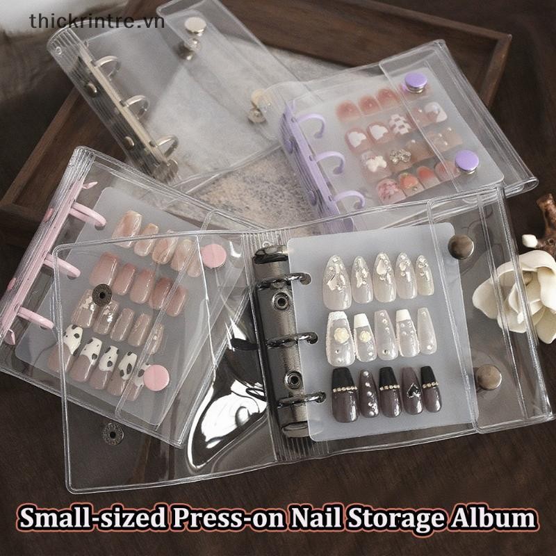 THI Nail Art Piece Sách Bảo Quản Móng Tay Giả Khóa Đôi 3 Lỗ Kẹp Thẻ Bảng Hiển Thị DIY Album Đơn Giản Sách Bảo Quản VN
