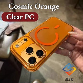 Ốp Điện Thoại Từ Tính Trong Suốt Màu Cam Vũ Trụ Cho IPhone 17 Pro Max 17Air 12 13 14 15 16 Pro Max Vỏ Pc Siêu Mỏng Vỏ Chống Sốc