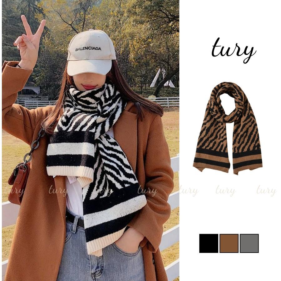 Khăn Quàng Cổ Len Unisex Nam Nữ - Tury - Khăn Choàng Cổ Len Họa Tiết Ngựa Vằn Giữ Ấm Mùa Đông - LN012