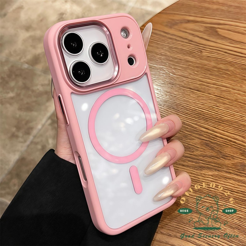 【 Ốp lưng iPhone17 】 Vỏ điện thoại acrylic từ tính da lỏng màu cam iphone17 Pro Max 16 15 cho vỏ iPhone Vỏ mềm silicon TPU chống sốc