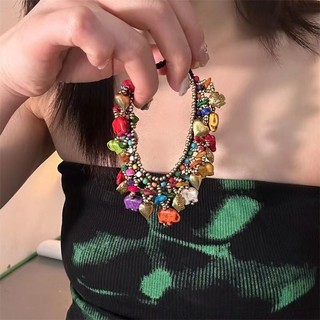 Vòng tay dệt ngọc lam phong cách dân tộc retro, trang sức khí chất năm 2023