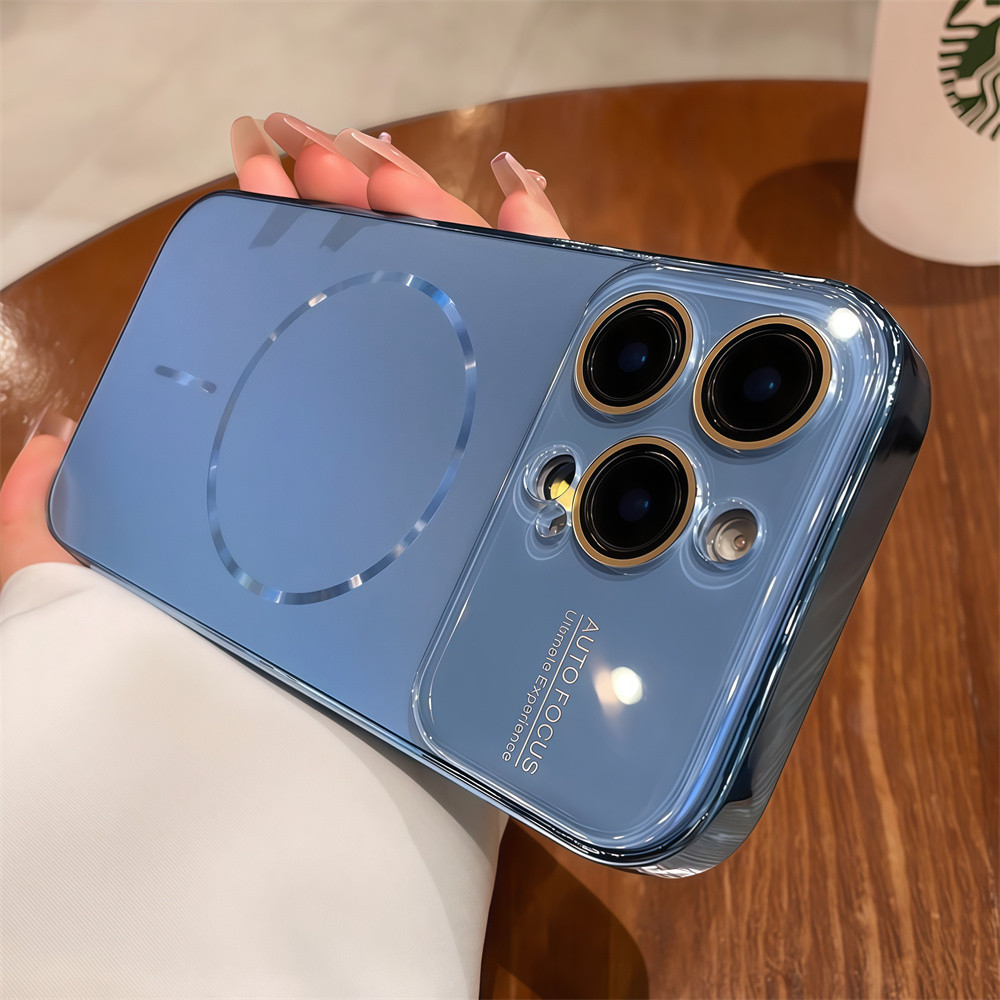 Ốp điện thoại từ tính cửa sổ lớn cho iPhone 17 Pro Max Air 16 14 15 pro max Bảo vệ ống kính chống rơi Vỏ cứng bảo vệ điện thoại