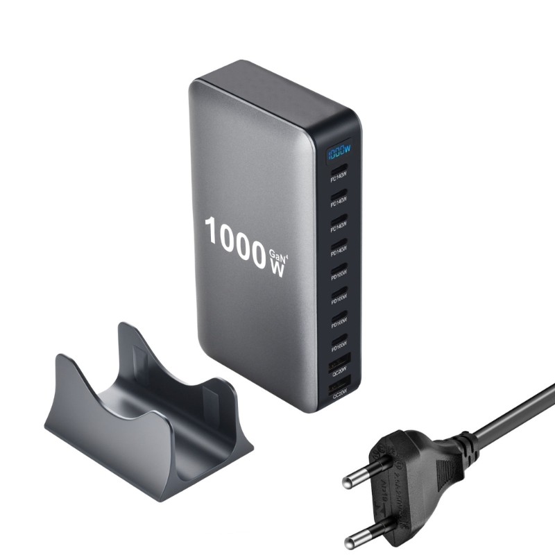 GODD 1000W Gans PD Sạc Nhanh 10Port Trạm Sạc Nhanh Chất Liệu ABS Bộ Chuyển Đổi Nguồn Đa Thiết Kế Độ Bền
