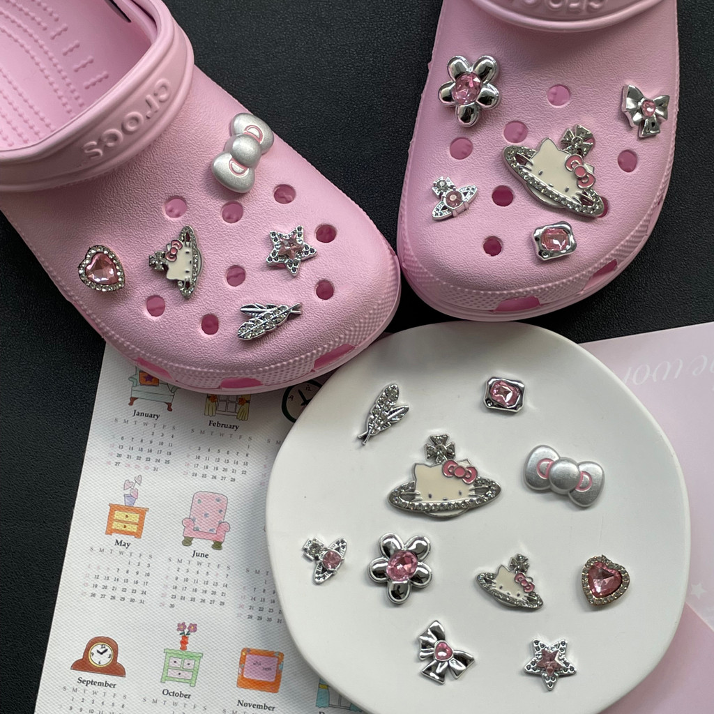 Phụ Kiện Crocs Hellokitty Hoạt Hình Dễ Thương Hoa, Tất Cả Trận Đấu, Có Thể Tháo Rời, Cao Cấp, Zhibixing