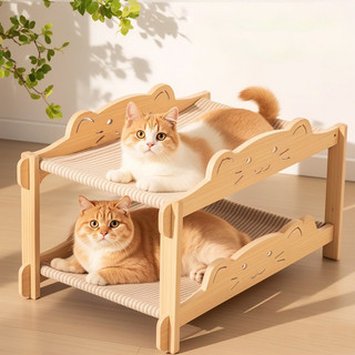 Giường mèo hai lớp, Ban cào mèo Sisal Tổ mèo, Võng mèo dệt thoáng khí mùa hè cho thú cưng nhỏ, vừa và lớn