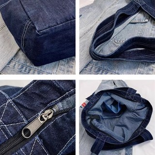 Túi dây kéo đeo vai chéo Denim Nhật Bản sức chứa lớn dành cho sinh viên