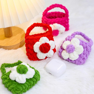 Bán Mini Móc Túi Dễ Thương Túi Tai Nghe Handmade Dệt Kim Tai Nghe Túi Bao Bảo Vệ Tai Nghe Bluetooth Vỏ Đa Năng Túi Xách