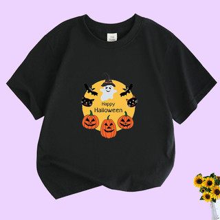 Halloween Nhện Bí Ngô Hoạt Hình In Hình Áo Thun Trẻ Em Ngộ nghĩnh Ma Tay Ngắn Cho Bé Trai Và Bé Gái
