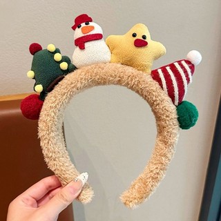 Đầu cây giáng sinh và đồ trang trí Noel cho bé: Nai sừng tấm với băng đô quấn tóc và mũ đội đầu hình người tuyết dễ thương