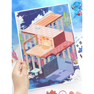 Infeelme Mô hình thu nhỏ cảnh biển sâu 3D 27.0, miếng dán trang trí kích thước lớn