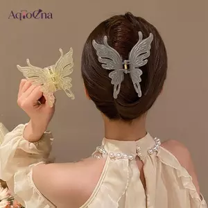AqToCna Phụ Nữ Mới Vuốt Tóc Kẹp Bướm Lớn Vuốt Kẹp Thạch Màu Barrettes Cho Nữ Bé Gái Phụ Kiện Tóc Quà Tặng AqToCna