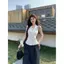 Phong cách Hàn Quốc Lười Pure Desire Ngọt Cay Dừng Trắng Dây Áo Vest Sling Mùa hè Phong cách mới Slim-fit Slimmer Look Top