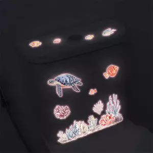 B & N Glow-in-the-Dark Ocean Fish Toilet Stier Trang trí phòng tắm Tự dính và có thể tháo rời Trang trí tường phòng khách tại nhà.