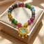Mới Cầu Vồng Tourmaline Ruyi Khóa Vòng Tay Nữ Phong Cách Dân Tộc Handmade Đính Hạt Vòng Tay Ins Niche Thiết Kế Trang Sức Thời Trang