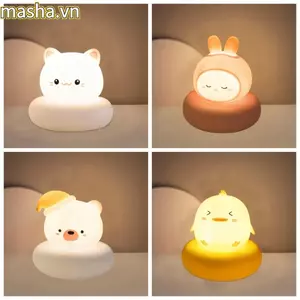 Đèn mẫu giáo, Đèn ngủ động vật có thể điều chỉnh độ sáng 3 cấp độ, Đèn ngủ mềm có thể sạc lại USB Phong cách mới lạ Đèn ngủ cho con bú