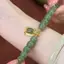 PNPIA- Phong Cách Trung Hoa Retro Giả Ngọc Đính Hạt Vòng Tay Vuông Kim Cương Giả Mặt Dây Chuyền Lắc Tay Cho Nữ Bạn Gái Ánh Sáng Sang Trọng Món Quà Trang Sức