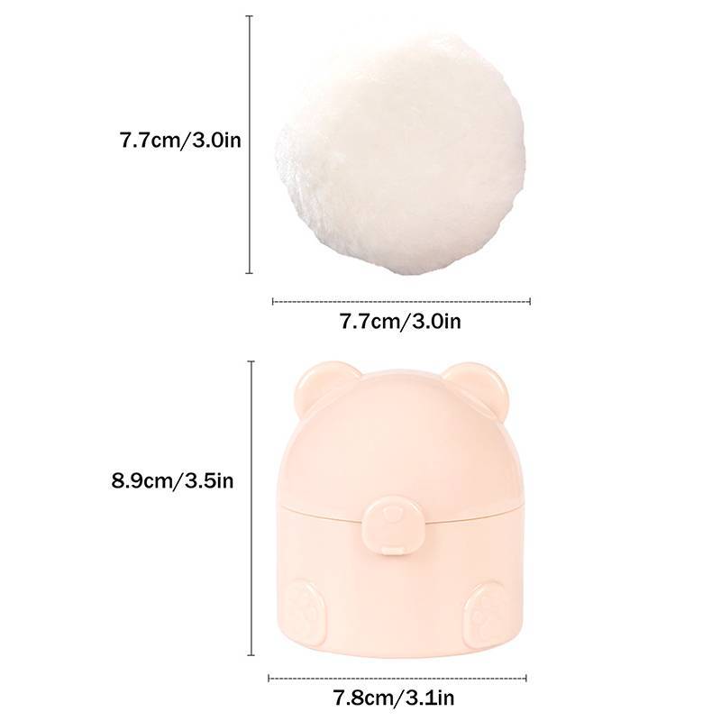 JINHF Hộp đựng phấn rôm em bé hình gấu, hộp phụ đựng bột đa năng, tiện lợi cho trẻ
