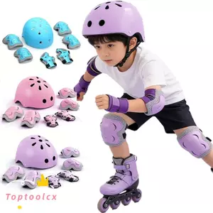 TOPTOOLCX 7 Cái / bộ Bộ Dụng Cụ Bảo Vệ Vệ, Miếng Lót Đầu Gối Trẻ Em Giảm Sốc Có Thể Điều Chỉnh Và Miếng Lót Khuỷu Tay, Thiết Bị Bảo Vệ Dày Thiết Bị An Toàn Thoáng Khí Ván Trượt Thể Thao