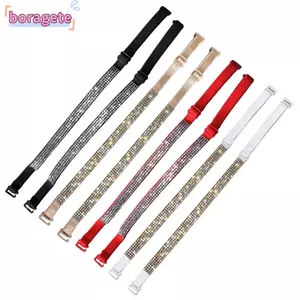 BORAGETE 1 Cặp Dây Áo Ngực Thay Thế, Dây Đeo Áo Ngực Dây Vải Co Giãn Cao Bằng Kim Cương Giả Lấp Lánh, Dây Đeo Vô Hình Đeo Ngang Dây Đeo Vai Đôi Dây Áo Ngực