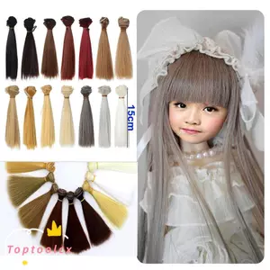 TOPTOOLCX 1 Bộ Tóc Giả Búp Bê Sợi Tổng Hợp Nóng Dây Nhiệt Độ Cao Dài Thẳng