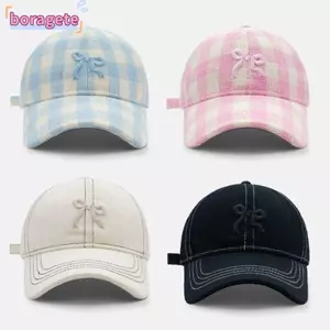Mũ trùm đầu BORAGETE, Mũ bóng chày thoáng khí có thể điều chỉnh, Mũ che mặt Cotton thêu nơ thời trang Thể thao ngoài trời