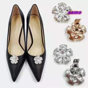 SAMO 1 Cặp Phụ Kiện Khóa Giày Nữ, Giày Thủy Tinh Hình Mận Khóa Charm Trang Trí Gót Cao, Phụ Kiện Bơm Kim Cương Giả Sáng Bóng Có Thể Tháo Rời Bằng Kim Loại Cho Giày Nữ