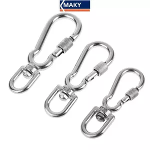 MAKY Thép Không Gỉ Xoay Móc Treo Loing Chó Dây Xích Bule Qui Phát Hành Bule Carabiner Kẹp Cho Chó Đi Bộ Cắm Trại VN