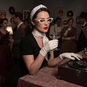 SUIT 5 Chiếc Rockabilly Phụ Kiện 1950 Bộ Trang Phục 50S Trang Phục Cho Tiệc Halloween
