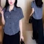 Áo sơ mi ngắn tay mới mùa hè dành cho bà mẹ trung niên, áo thun thời trang và giản dị, dáng rộng và giảm béo dành cho nữ