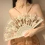 Mới Retro Phong Cách Trung Hoa Quạt Ren Khiêu Vũ Gấp Quạt Ảnh Hanfu Sườn Xám Ảnh Phong Cách Cổ Đại Đặt Đạo Cụ